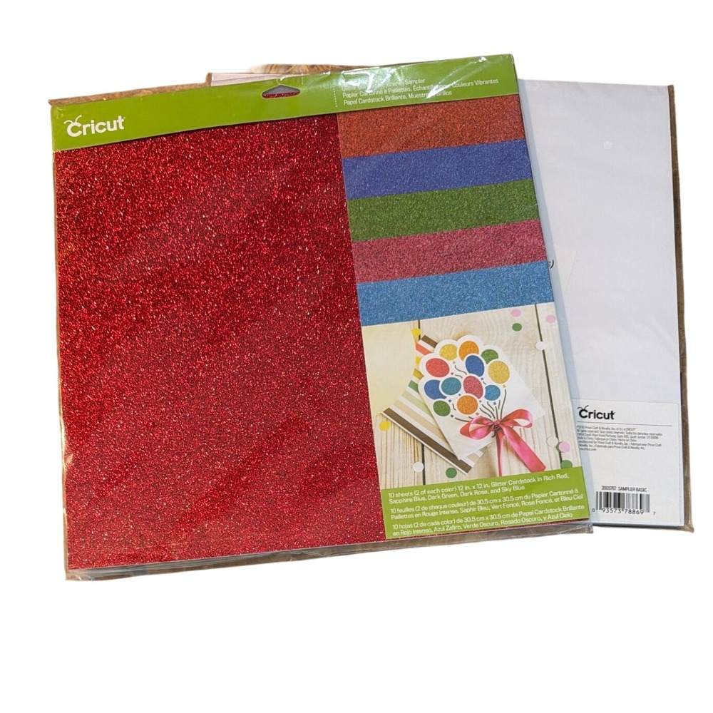 Cricut Cardstock‎ Bundle Sampler Glitter/White Sheets 12x12 Multicolor 2018-2020